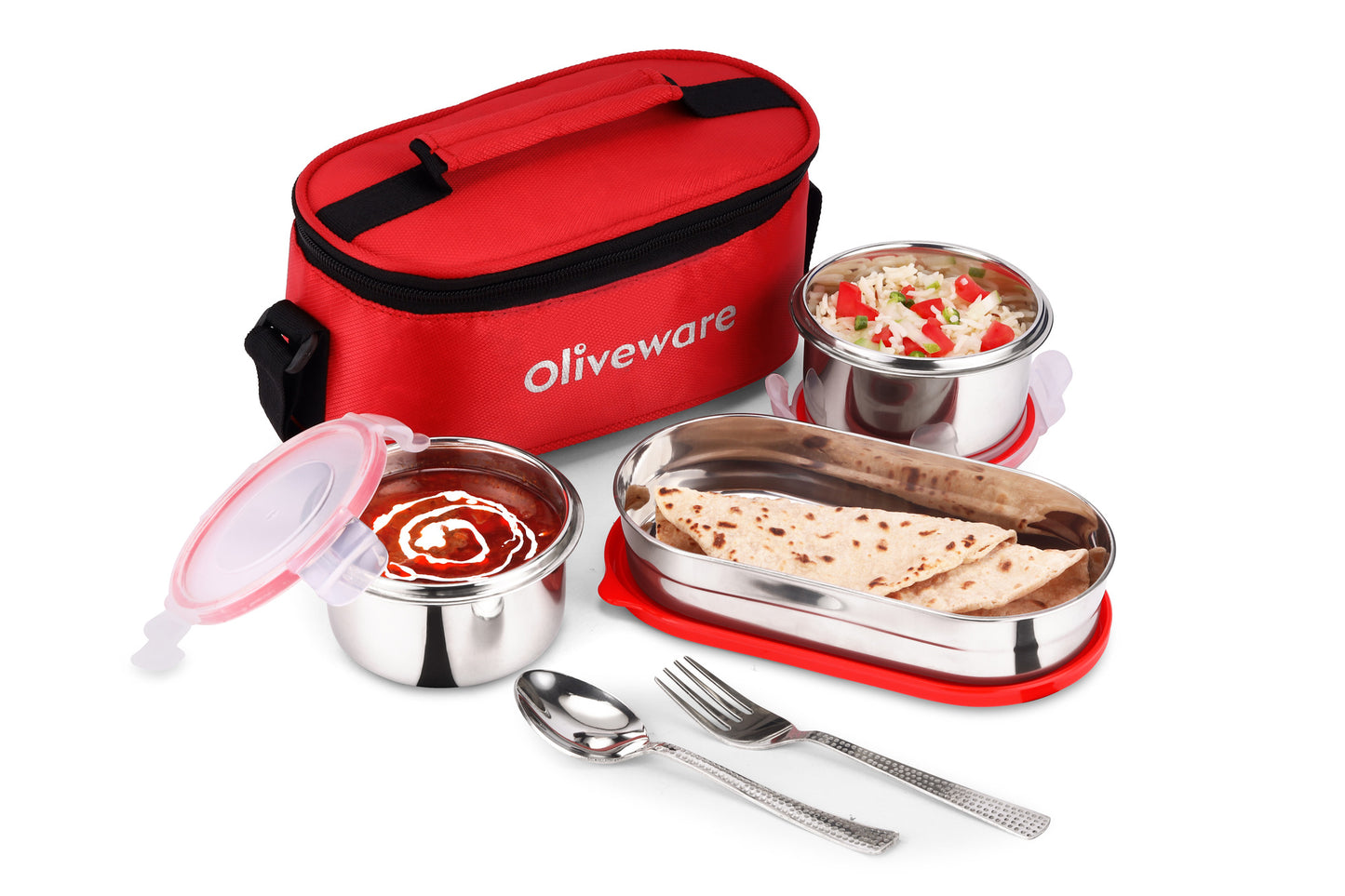 6C Sophia Lunch Box with Steel Spoon & Fork