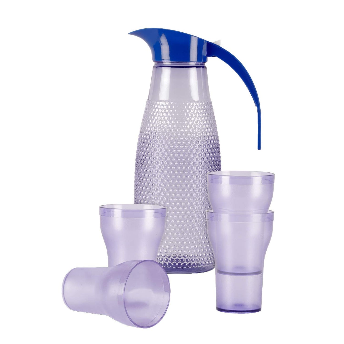 Honey Comb Jug - 1250 ML + 4 Plastic Glasses