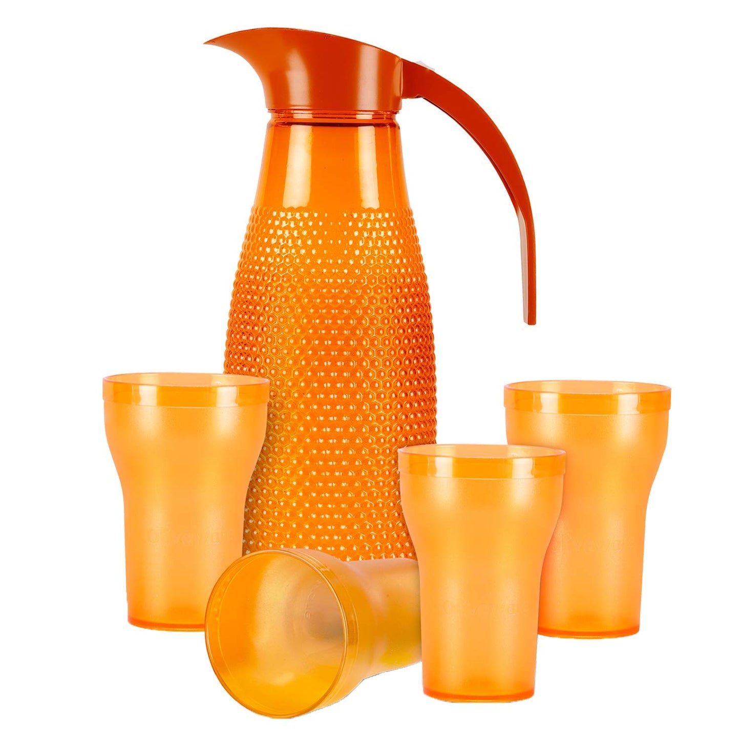 Honey Comb Jug - 1250 ML + 4 Plastic Glasses