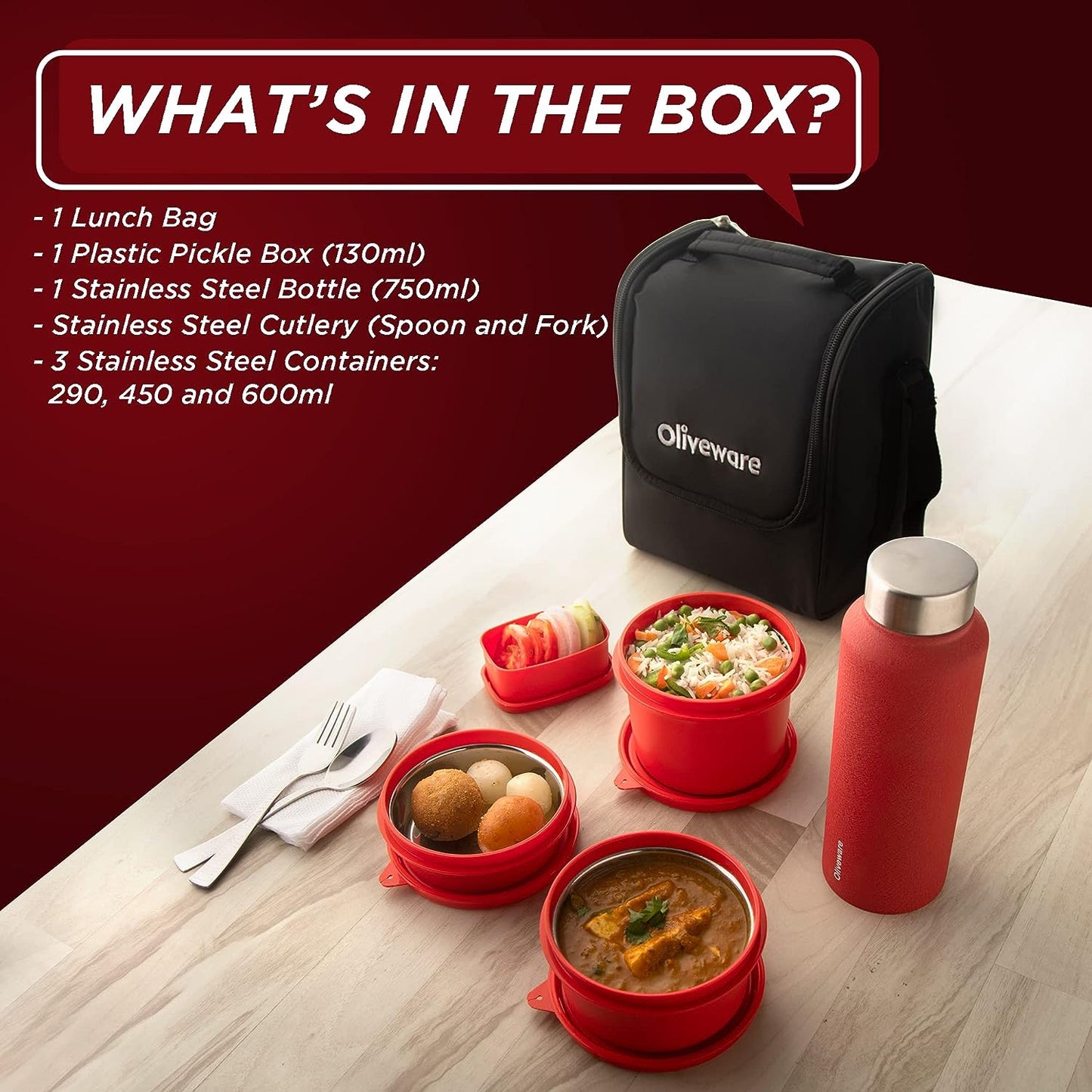 Teso Pro Lunch Box with Steel Spoon & Fork