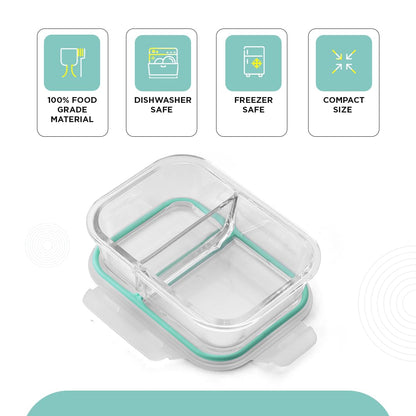 Elite Two Compartment Glass Lunch Box