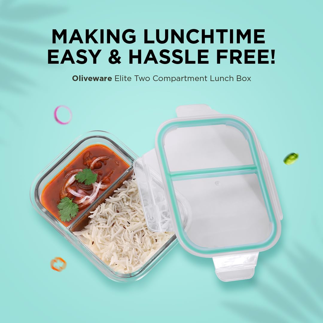 Elite Two Compartment Glass Lunch Box