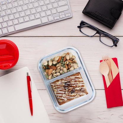 Elite Two Compartment Glass Lunch Box