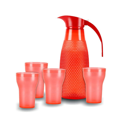 Honey Comb Jug - 1250 ML + 4 Plastic Glasses